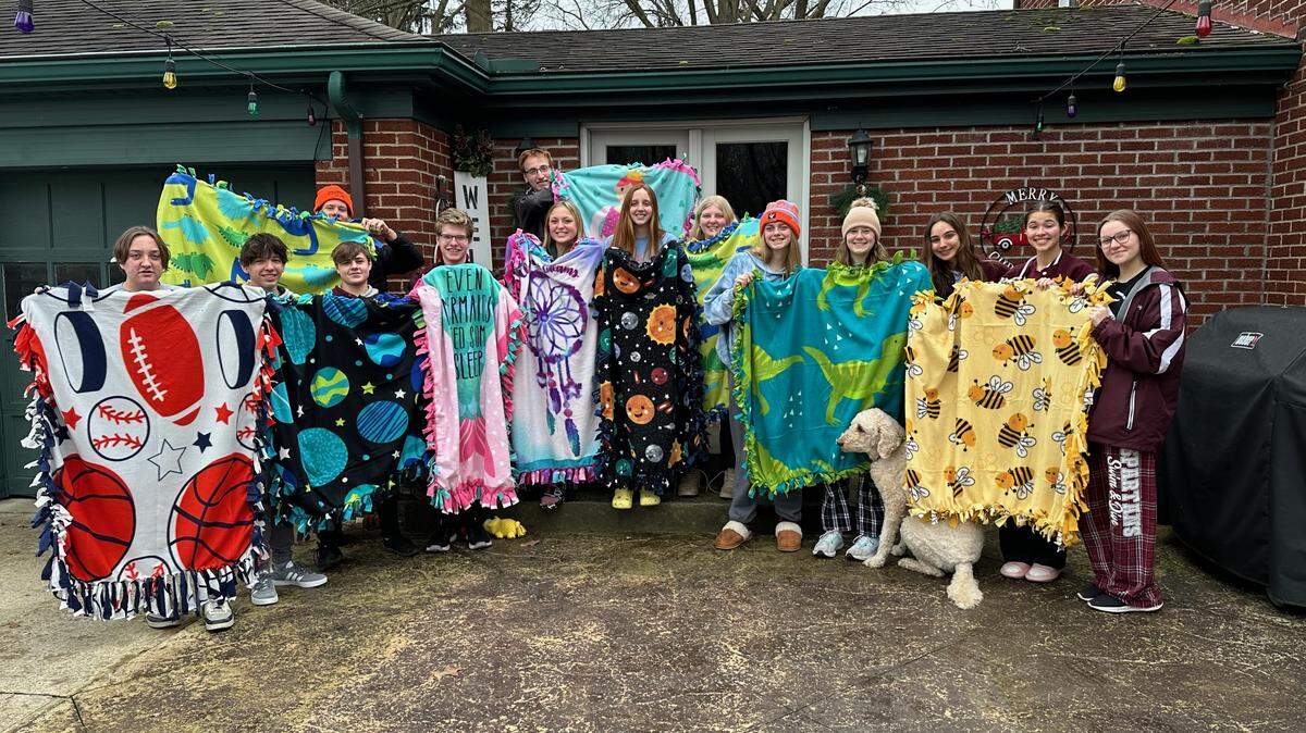 Boardman High School swimmers created blankets over winter break to donate to the patients at Akron Children’s Hospital.