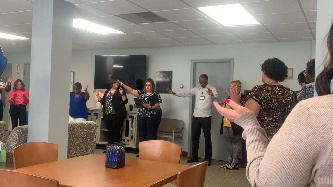 Organizers blessing the new Mercy Health Family Nurturing Center in Youngstown