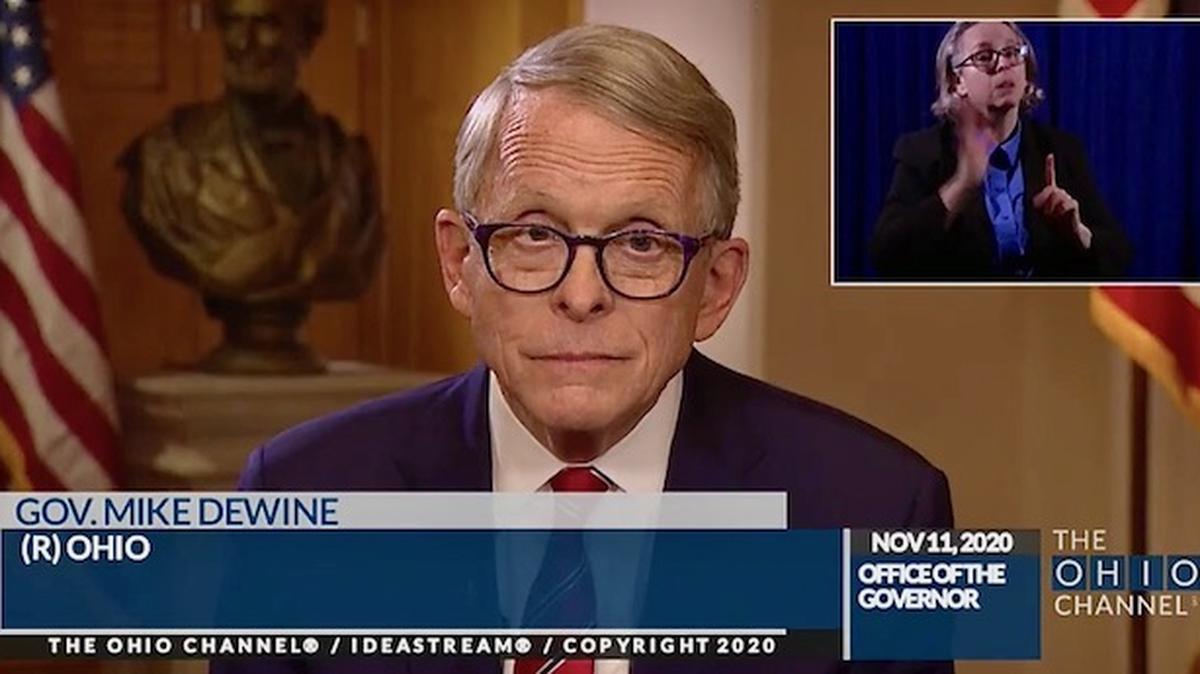 Gov. Mike DeWine during his special address to the state on Wednesday, Nov. 11, 2020.