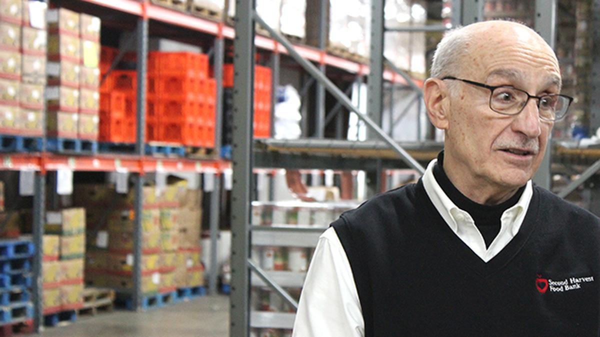 Mike Iberis, executive director of the Second Harvest Food Bank of the Mahoning Valley, speaks with reporters Monday at its Youngstown facility, as 20 men and women from Ohio's National Guard help coordinate food assistance response during the state's COVID-19 outbreak. (Photo by Justin Dennis | Mahoning Matters)