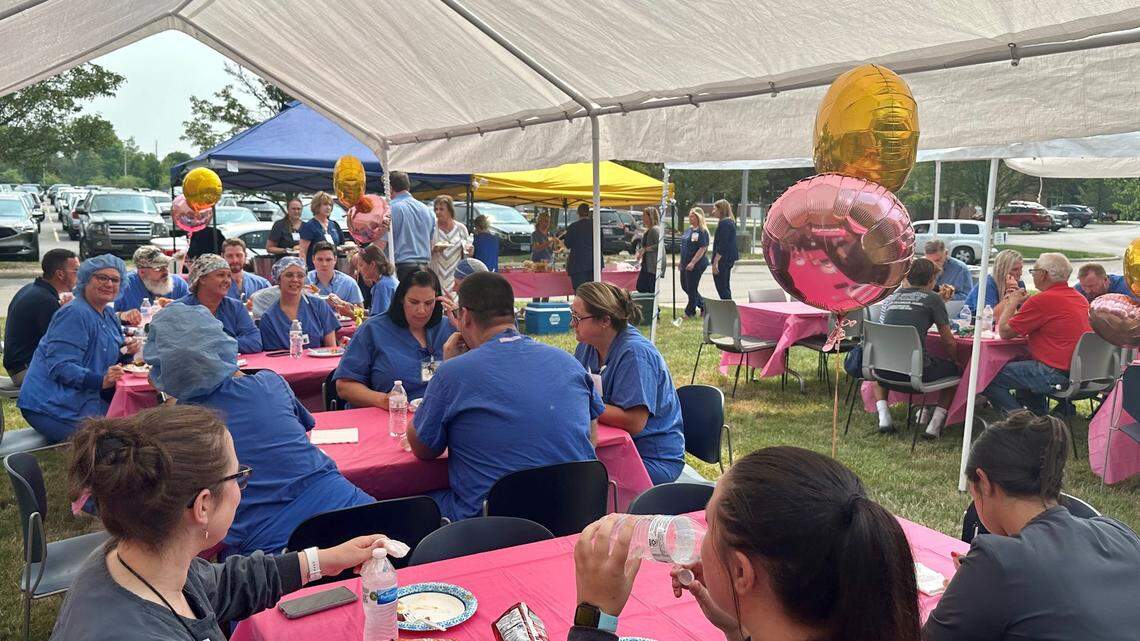 Mercy Health’s St. Elizabeth Boardman Hospital employees celebrating Sweet 16 anniversary this August