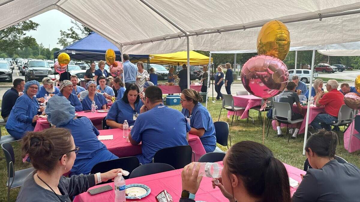 Mercy Health’s St. Elizabeth Boardman Hospital employees celebrating Sweet 16 anniversary this August