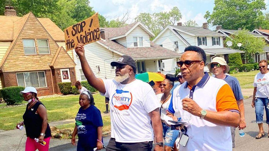 Youngstown Mayor Tito Brown and Police Chief Carl Davis take part in Sunday’s “Stop the Violence” March and Prayer Walk.