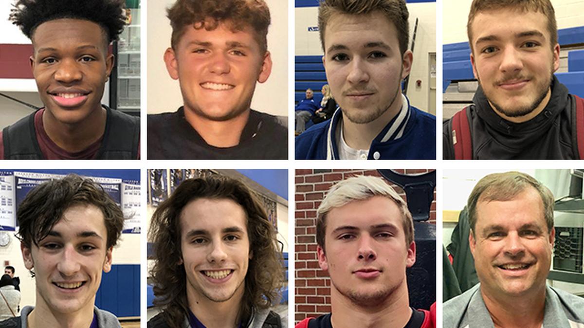 Clockwise, from top-left: Derrick Anderson, of Boardman High School; Evan Ohlin of Springfield Local High School; Sean Lengyel and Frankie Prozy of Jackson Milton High School; Jake Hunter and Zane Peterson of Sebring McKinley High School; and Nick Crawford and Mike Pavlansky of Canfield High School