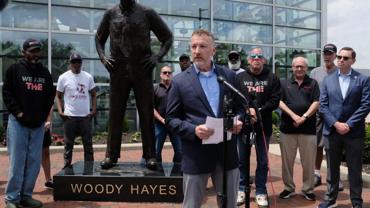 Gahanna Public Safety Director and former Columbus Police Deputy Chief Tim Becker speaks at a recent event where he spoke about abuse he says he received at the hands of former Ohio State University athletics doctor Richard Strauss.
