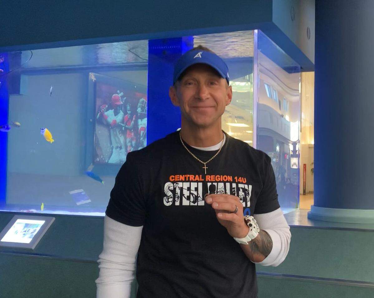 Steel Valley All Stars manager Jeremy Mollenkoph received a $10,000 donation from the Cafaro Foundation for the softball program.