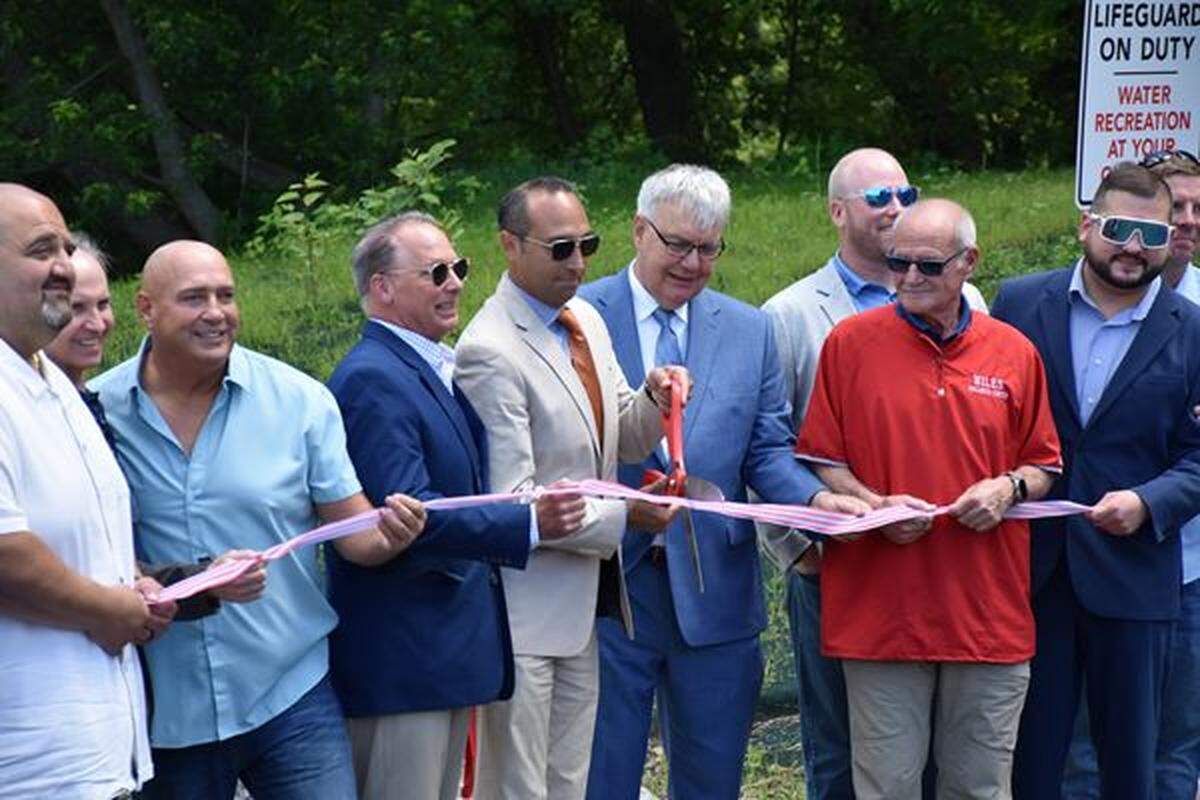 Niles Mayor Steve Mientkiewicz, Eastgate Regional Council of Governments director Jim Kinnick and Governor’s Office of Appalachia director John Carey spoke during the ribbon-cutting ceremony on May 28.