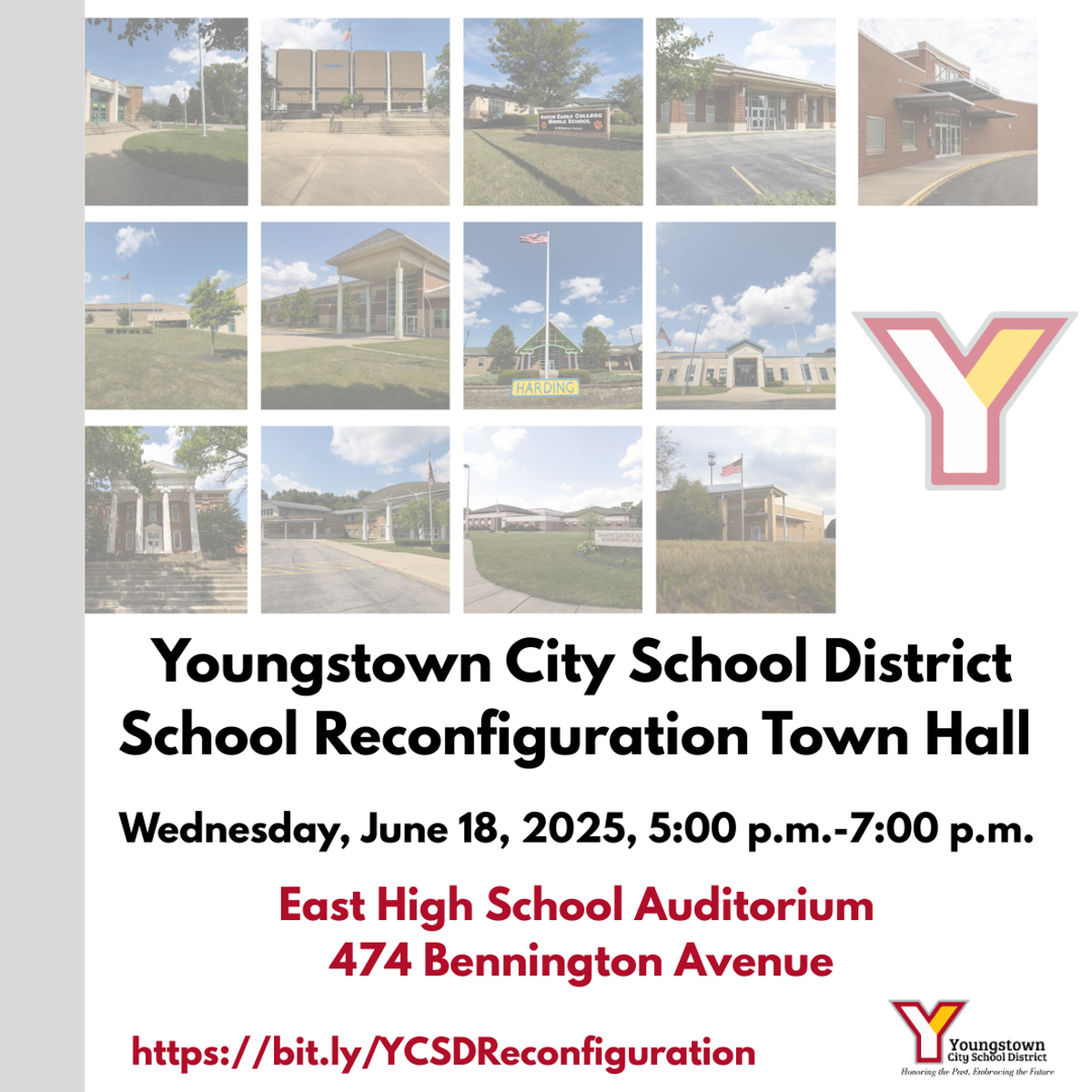 The town hall is at 5 p.m. June 18 in the auditorium of East High School, located at 474 Bennington Ave. in Youngstown.