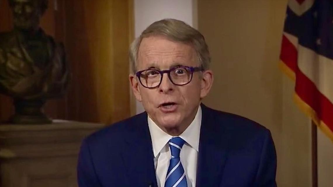 Gov. Mike DeWine during his address to the state on Thursday, March 4, 2021.