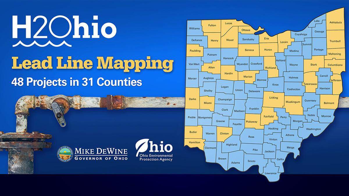 A map of lead pipe removal projects planned in Ohio.