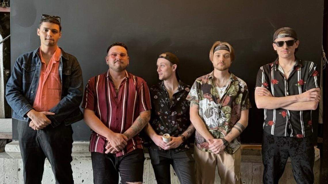 Terrance Logue, Grant Shultz, Harrison Rhinehart, Ben Rhinehart and Justin Barnett make up Skyrail, a Youngstown indie rock band performing at Gutter Jamz.