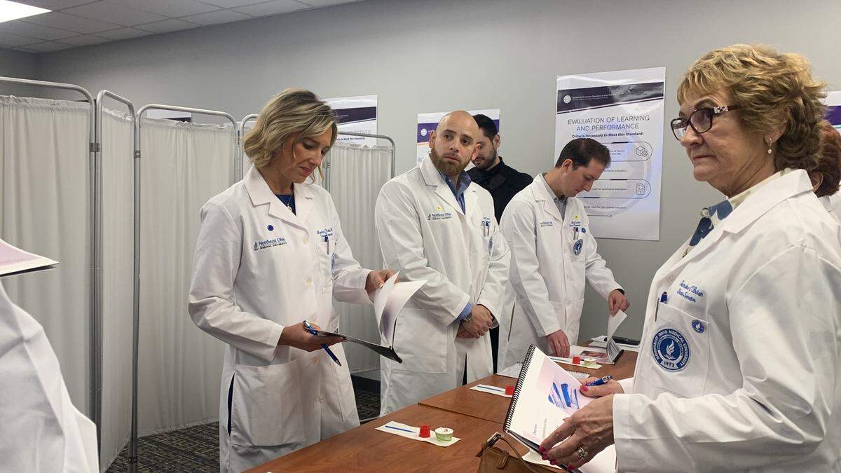(left to right) Columbiana County’s State Rep. Monica Robb Blasdel; Mahoning County’s State Rep. Al Cutrona; Trumbull County’s Nick Santucci and Sen. Sandra O’Brien during dental care simulation. 