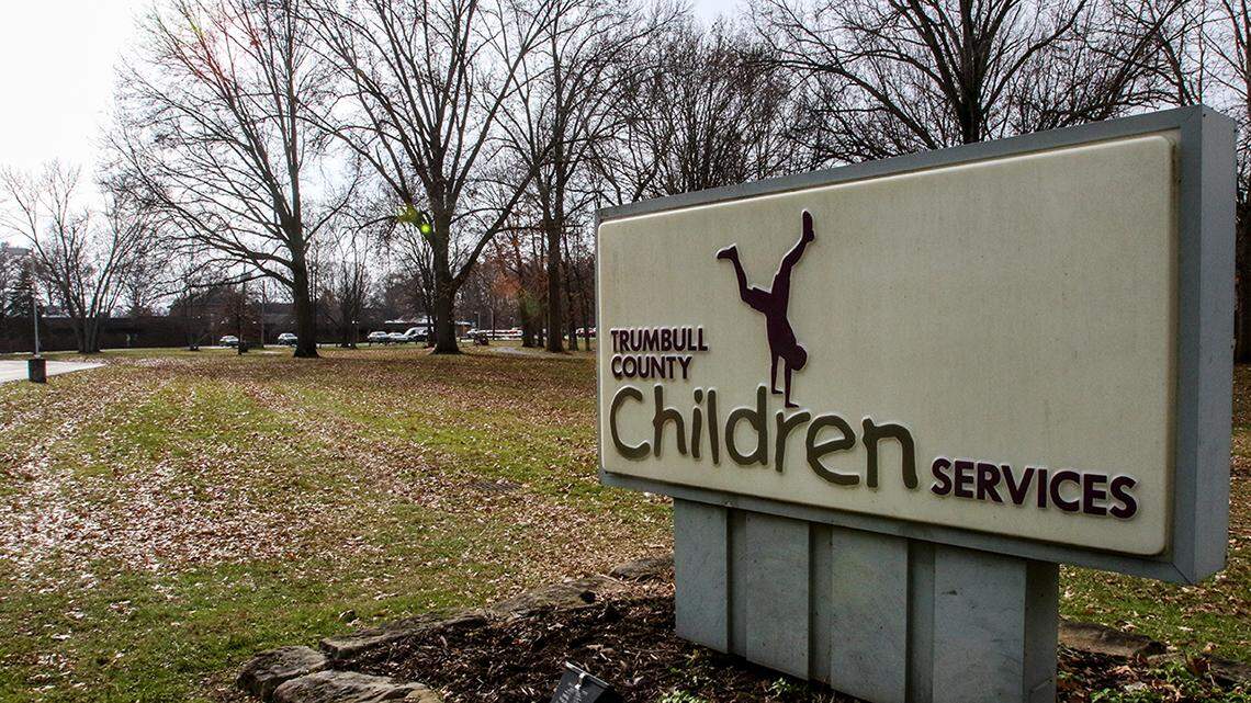Shown here is the sign outside Trumbull County Children Services in Warren, Ohio.