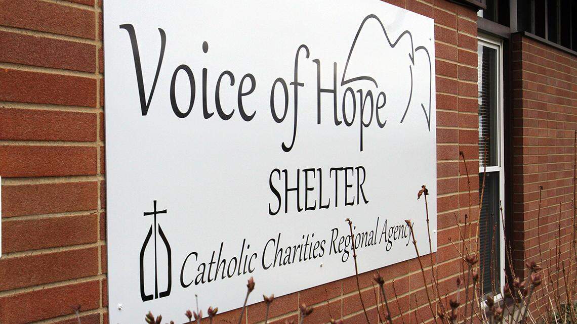 Shown here in this April 6, 2022, photo is the exterior of Voice of Hope Shelter along Glenwood Avenue in Youngstown, which opened in early 2021 and is operated by Catholic Charities.