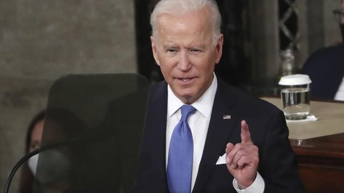 President Joe Biden speaks to a joint session of Congress in the House Chamber at the U.S. Capitol in Washington on Wednesday. (Michael Reynolds | Pool via AP)