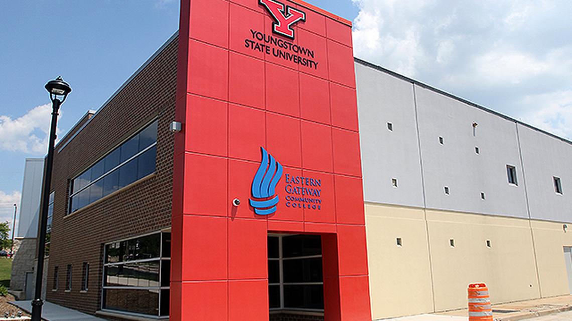 Youngstown State University’s new Excellence Training Center is on the corner of Fifth Avenue and Commerce Street. (Photo by Robert K. Yosay | Mahoning Matters)