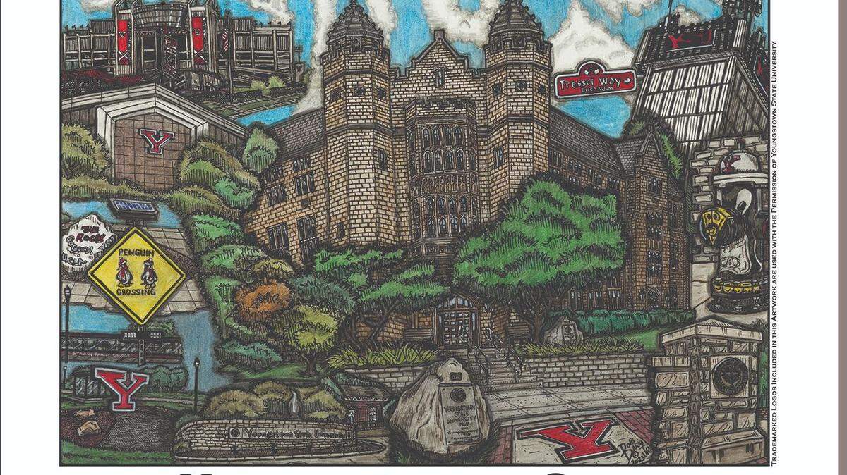 Bob Barko Jr. will have his newest piece ‘Youngstown State University’ up for sale, as well as limited edition prints at the Last Minute Market. The artwork depicts YSU’s Jones Hall surrounded by many very familiar campus landmarks. 