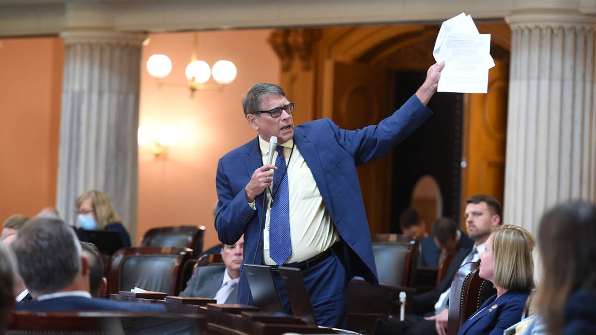State Rep. Bill Seitz, R-Cincinnati, speaks on the House floor at the Statehouse in Columbus.