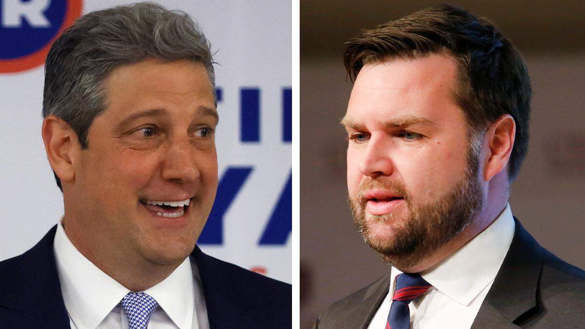 Democratic U.S. Rep. Tim Ryan of Howland, D-13th, left, and Republican JD Vance secured their parties’ nominations for U.S. Senate in Ohio’s primary Tuesday.