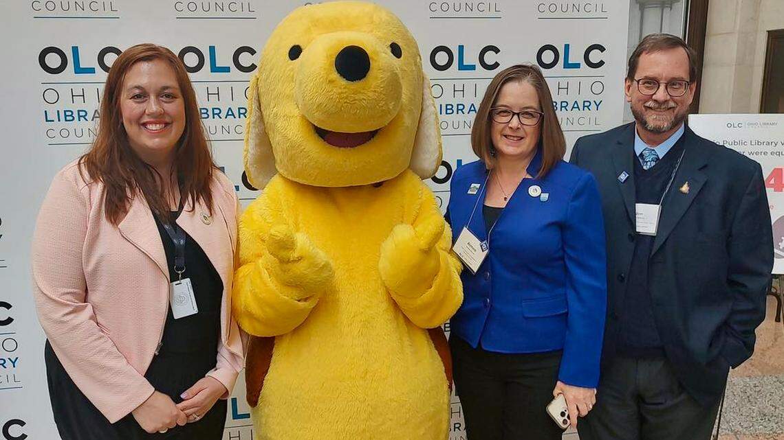 State Rep. Lauren McNally (D-Youngstown), PLYMC director and CEO Aimee Fifarek and PLYMC strategic communications officer Michael Stepp met in Columbus on April 8.
