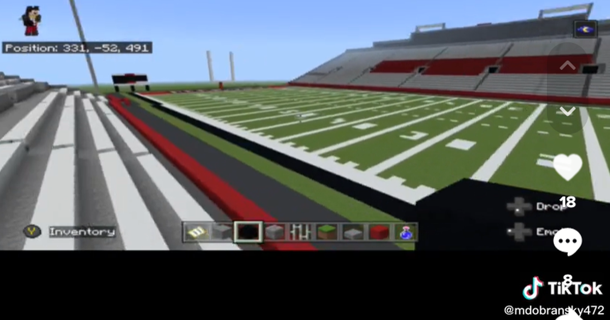 Here is a Minecraft photo of what Stambaugh Stadium looks like in the game.