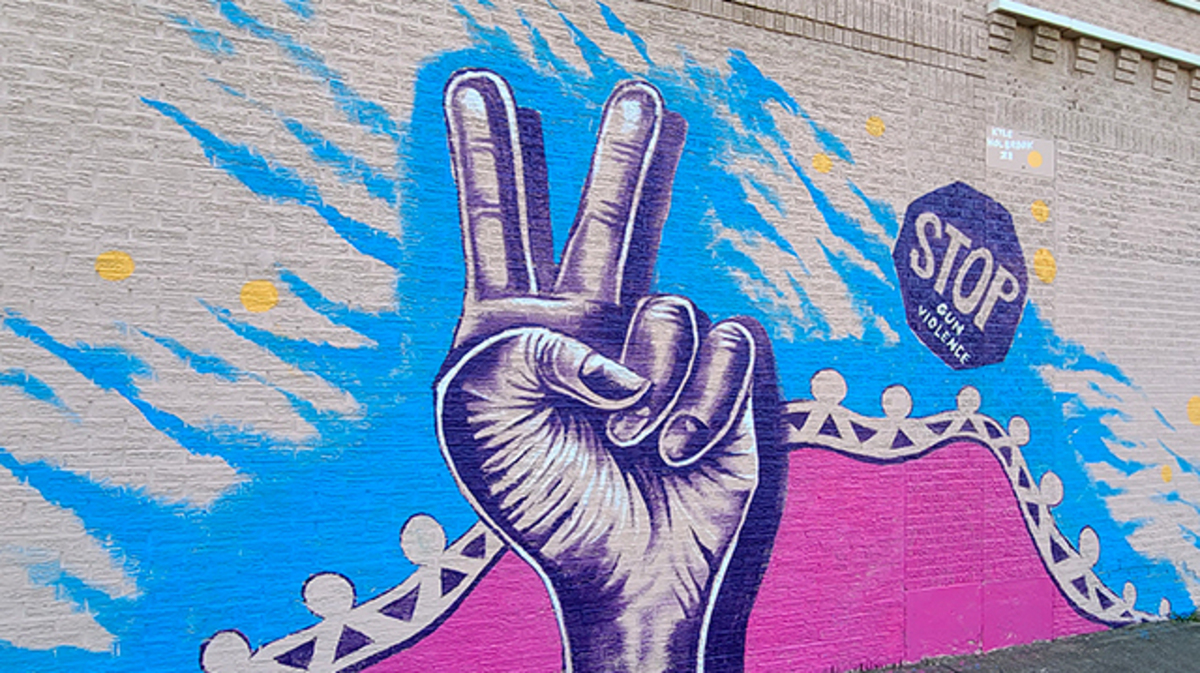 A mural reading "Stop gun violence," painted by international artist Kyle Holbrook, can now be seen alongside a business at 2622 Glenwood Ave., Youngstown. The city was one stop on Holbrook's cross-country tour to bring awareness to ramping gun violence nationwide.