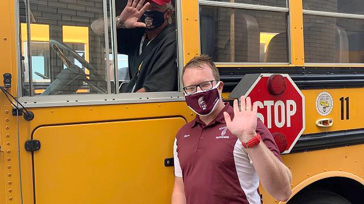 Ryan Dunn, front, Boardman Local Schools’ transportation supervisor, said the district is “looking to add substitute drivers as soon as possible.” (Contributed photo)