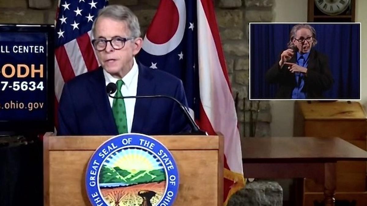 Gov. Mike DeWine during the state's coronavirus update on Tuesday, Oct. 27, 2020.
