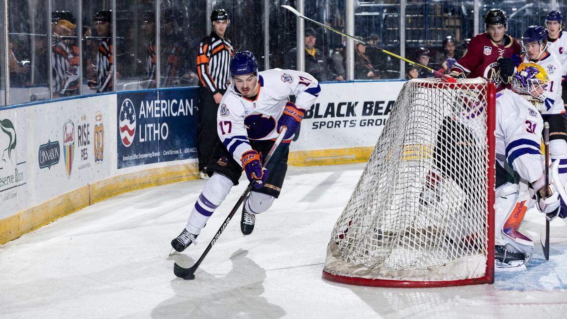 Youngstown Phantoms defenseman Chase Pietila skates during a 2022 game