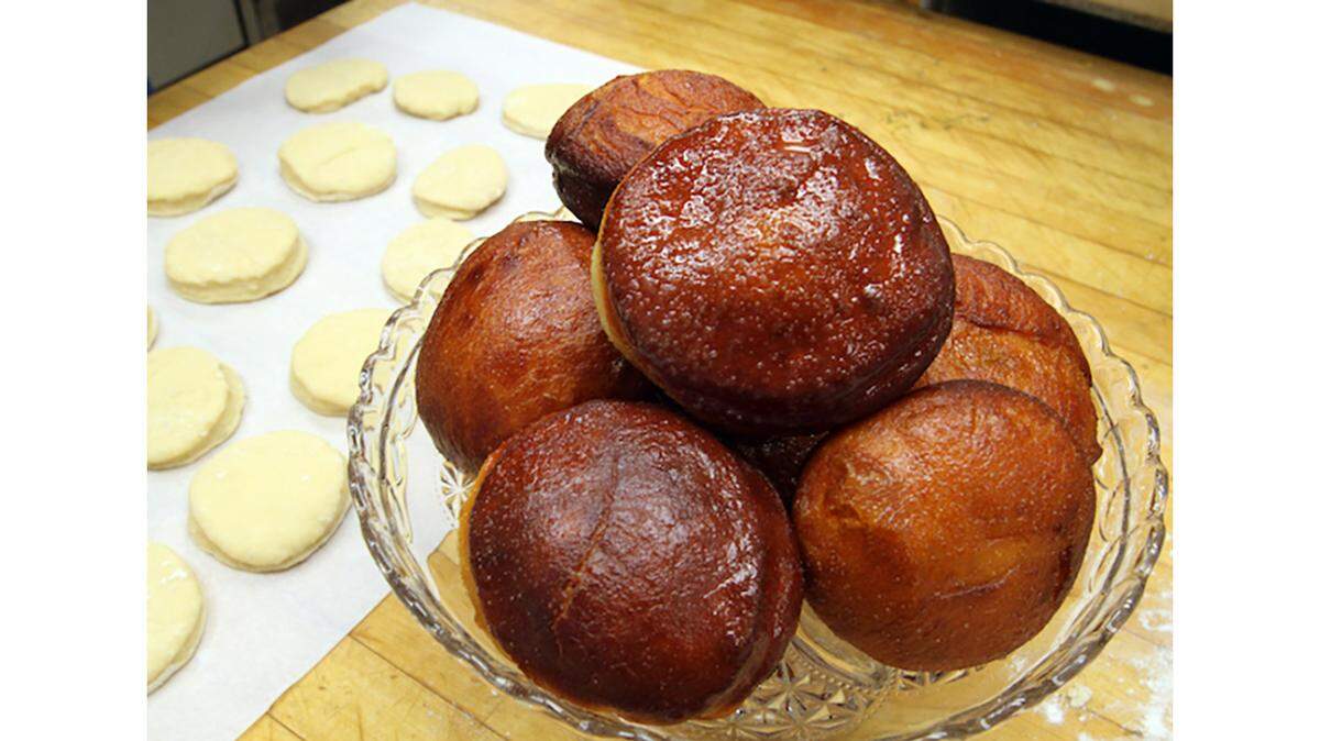 Shown here are pączki — a decadent Polish doughnut made with rich dough and filled with custard or jam — made by Elisha Veon, owner of Babcia’s Lunchbox. Veon said the dough’s richness comes form lots of butter, egg yolks and brandy.