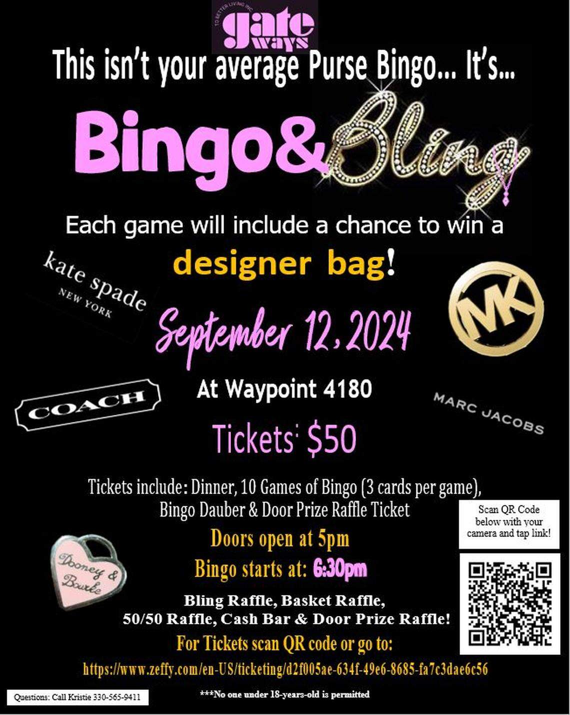 Learn more about Gateways to Better Living at this month’s Bingo and Bling Fundraiser, which will include a basket raffle, designer accessories raffle, a 50/50 and a cash bar.