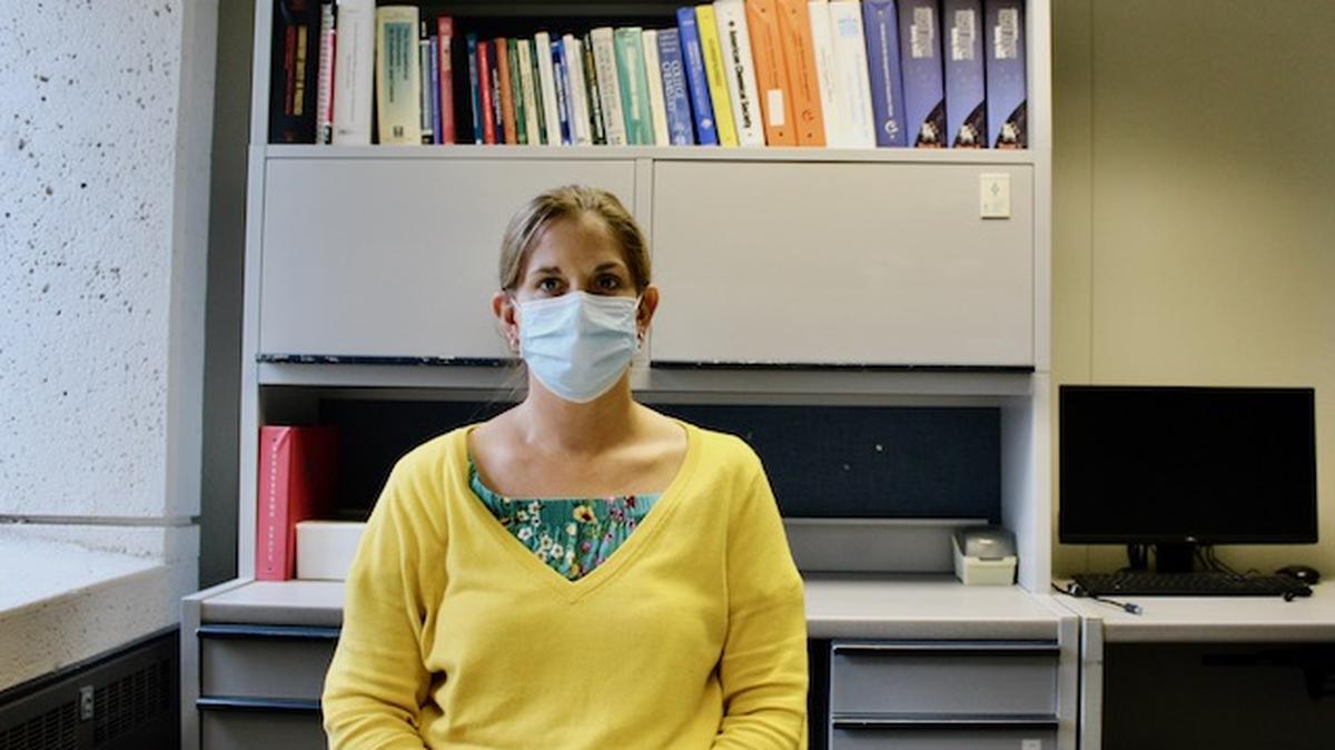 Julie Gentile, director of YSU’s Environmental and Occupational Health and Safety, poses for a photo in her office. She is in charge of the information that goes through the health department and the university regarding COVID-19.