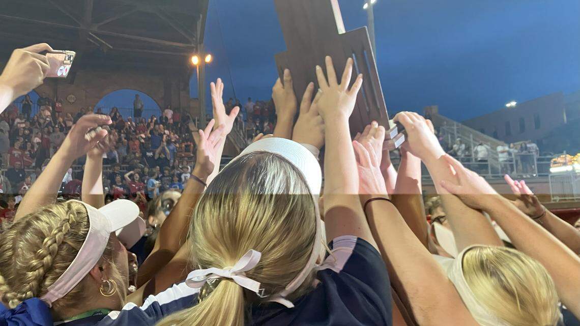 The Austintown Fitch softball celebrates its second straight softball season.
