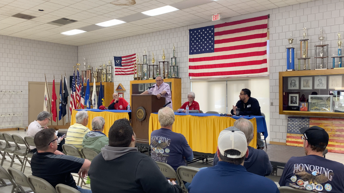 UAW Local 1112 meets with Mahoning-Trumbull AFL-CIO to call out Republican candidate for Senate Bernie Moreno for anti-worker practices while he was working as a car salesman.