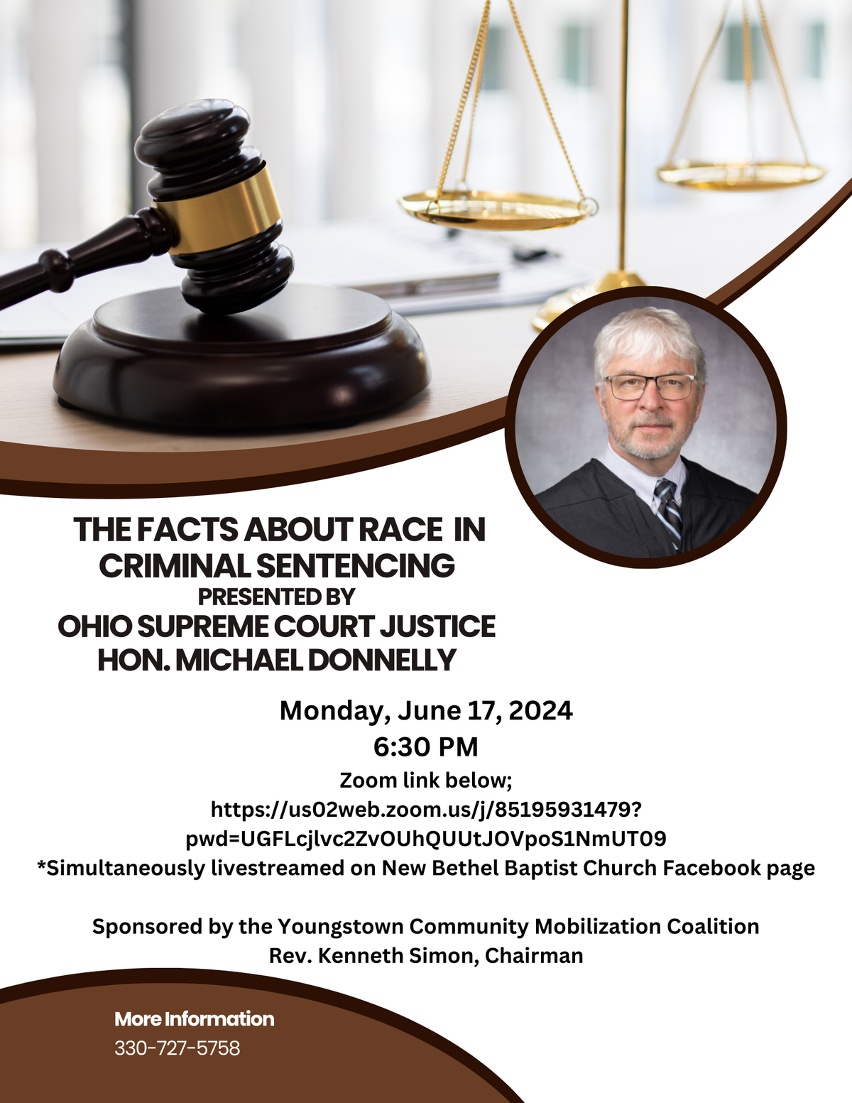 Save the date for a virtual Youngstown forum on racial disparity in criminal justice lead by an Ohio Supreme Court Justice Michael Donnelly.