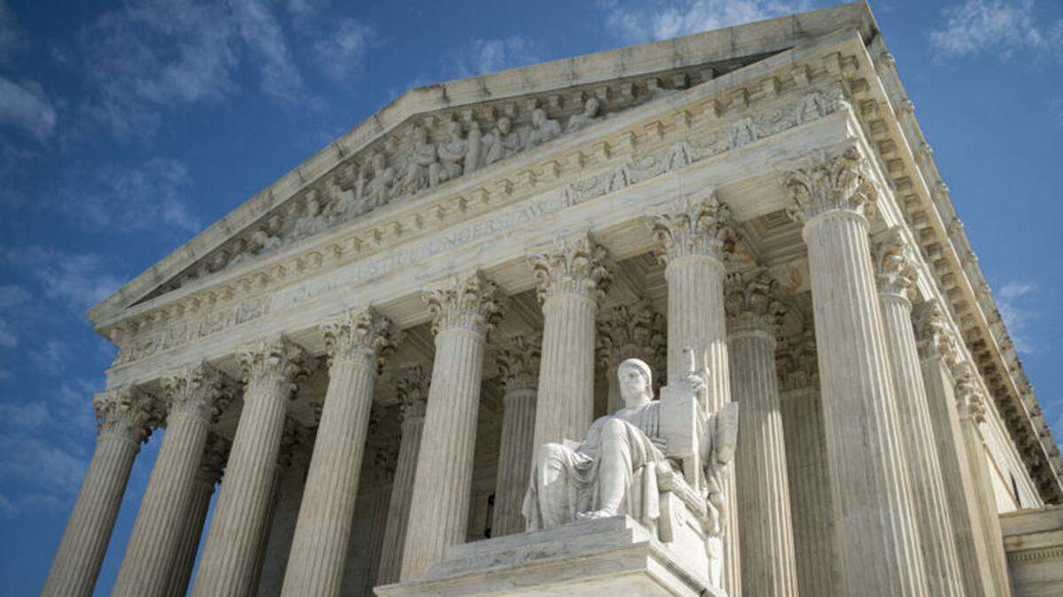 The Guardian or Authority of Law, created by sculptor James Earle Fraser, rests on the side of the U.S. Supreme Court on September 28, 2020 in Washington, DC. This week Seventh U.S. Circuit Court Judge Amy Coney Barrett, U.S. President Donald Trump’s nominee to the Supreme Court, will begin meeting with Senators as she seeks to be confirmed before the presidential election. 