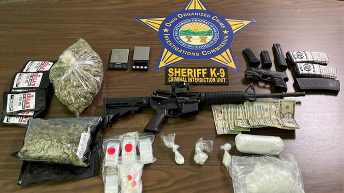 A display of items seized by Ohio law enforcement.