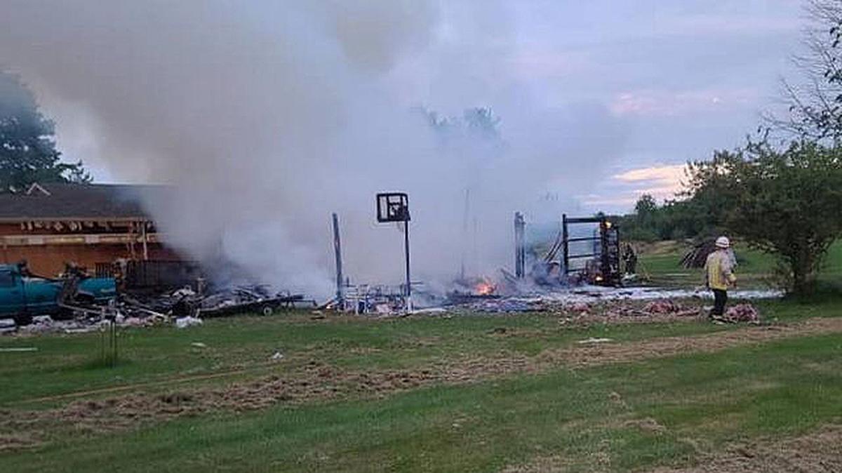 A man building improvised explosive devices to sell for a mower purchase died in an explosion in Jefferson Township, Ohio, the Ashtabula County sheriff said. (Photo from Plymouth Township Fire Department | Facebook)