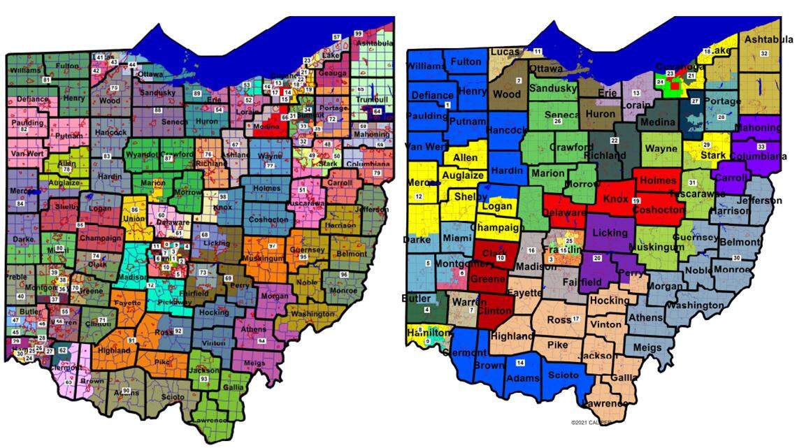 Shown here is the third set of proposed legislative districts approved by the Ohio Redistricting Commission on Feb. 24, 2022, and later struck down by the Ohio Supreme Court on March 16, 2022.