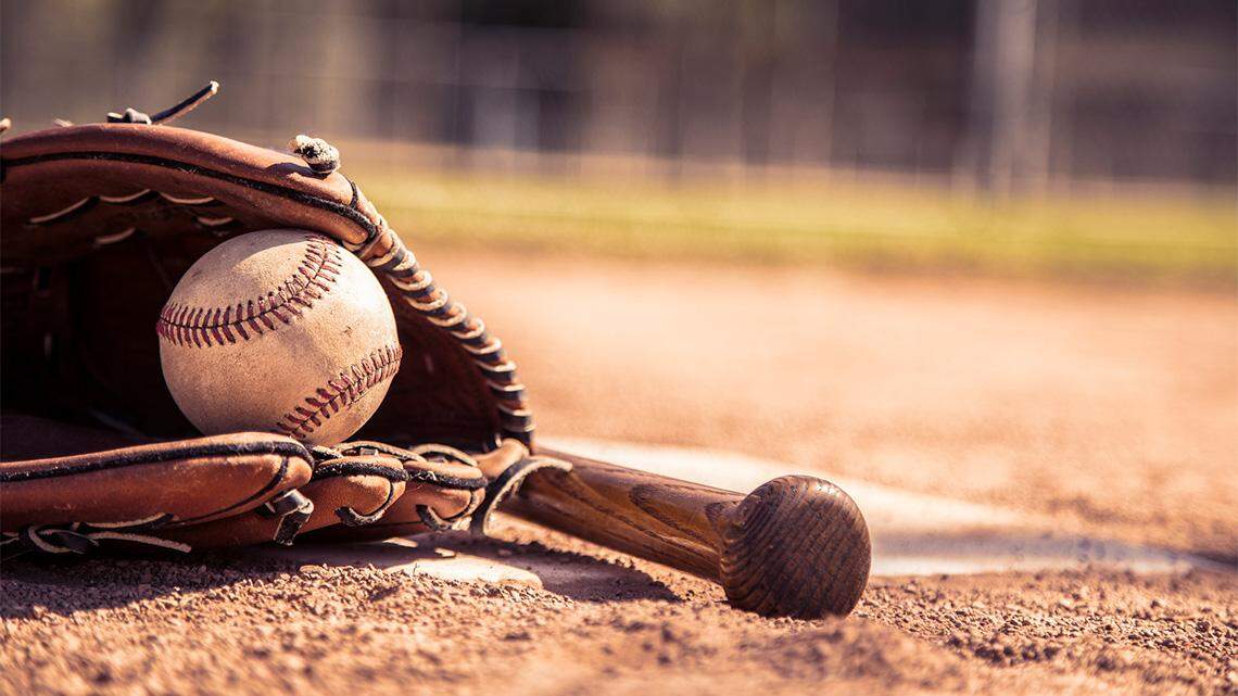 Baseball, bat, glove