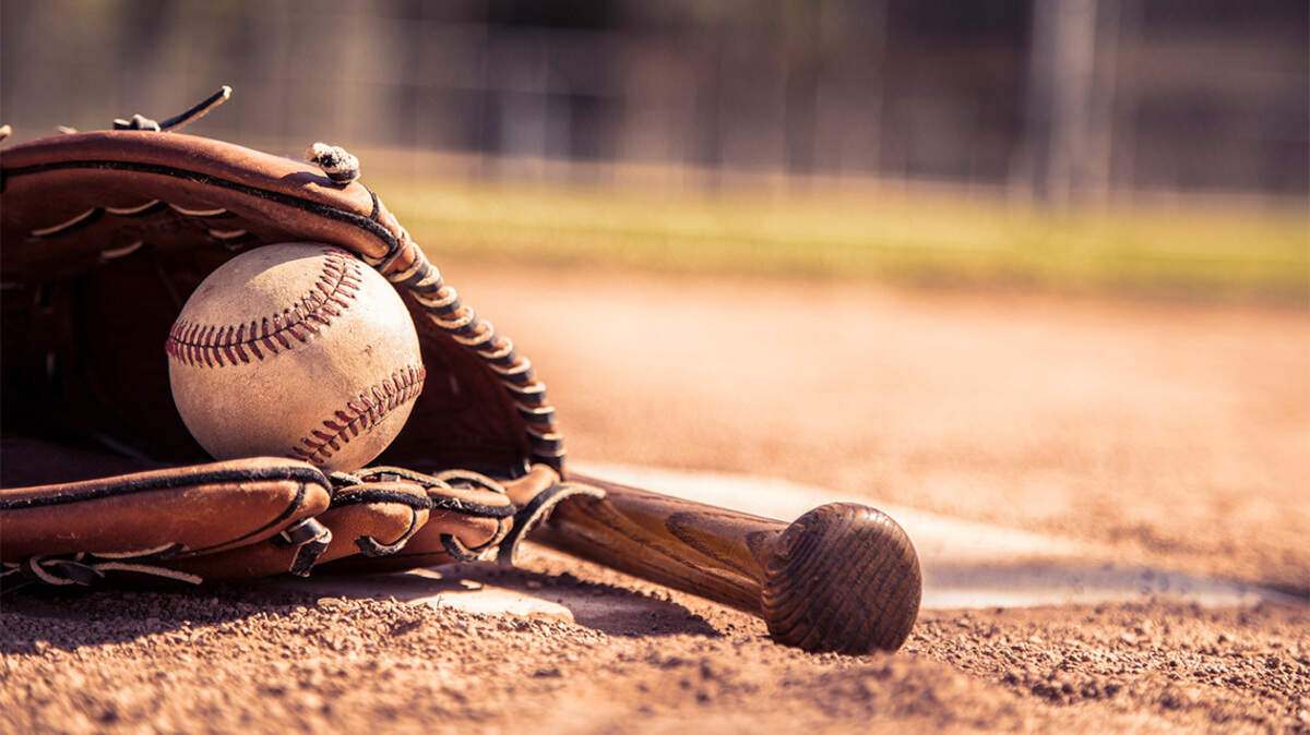 Baseball, bat, glove