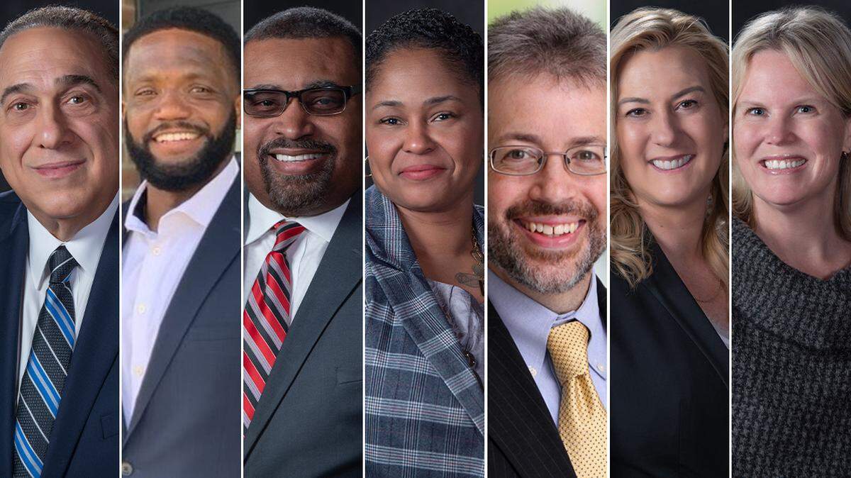 The new members of the Youngstown/Warren Regional Chamber Board of Directors are, from left, Joe Cameneti, Maurice Clarett, Bob Davis, Sabrina Jones, Paul Olivier, Holly Swartz and Shelley Taylor.