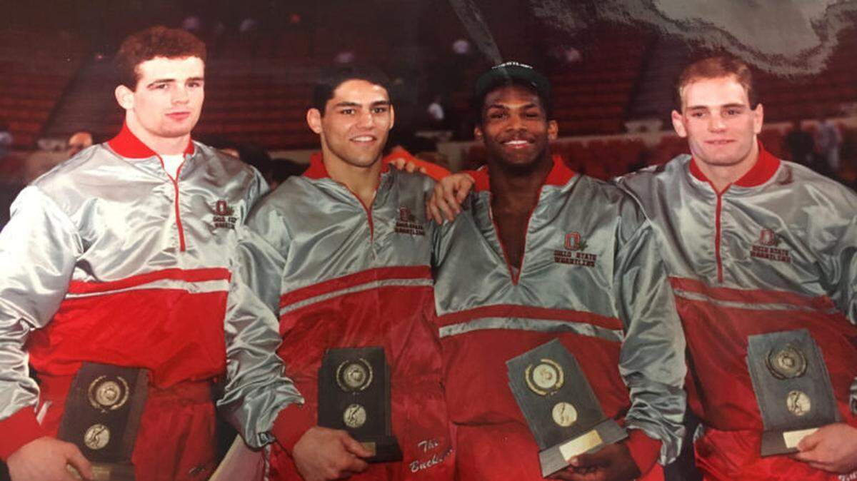 Mike Shyck, a former Ohio State wrestler and Strauss victim, seen second from left.