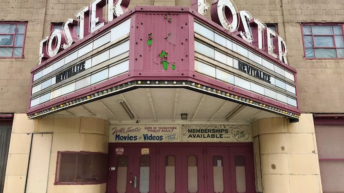 When Youngstown Neighborhood Development Corporation purchased the theater in June, the organization changed the marquee to read "Revitalize." (Robert K. Yosay | Mahoning Matters)