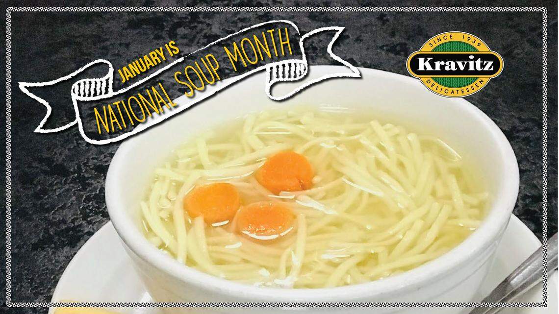 Kravitz Deli will offer two types of soup every day, including chicken noodle and wedding soup plus daily specials. Each week in January, there will be a special soup added to the menu. 