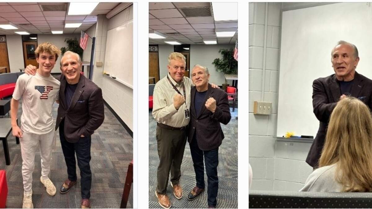 Greg Kerr’s social studies class at Canfield High School got to meet a local legend: Ray “Boom Boom” Mancini.