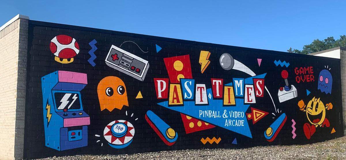 Past Times Arcade’s new mural was created by local artist and graphic designer Lydia Tarleton, a graduate of Howland High School as well as Youngstown State University.&nbsp;