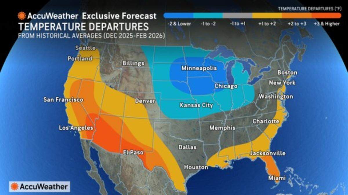 Temperature departures from historical averages 