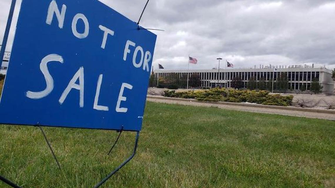 This sign reading "Not For Sale" was placed outside one of the gate entrances of GM Lordstown Assembly Complex Oct. 17. Photo by Justin Dennis