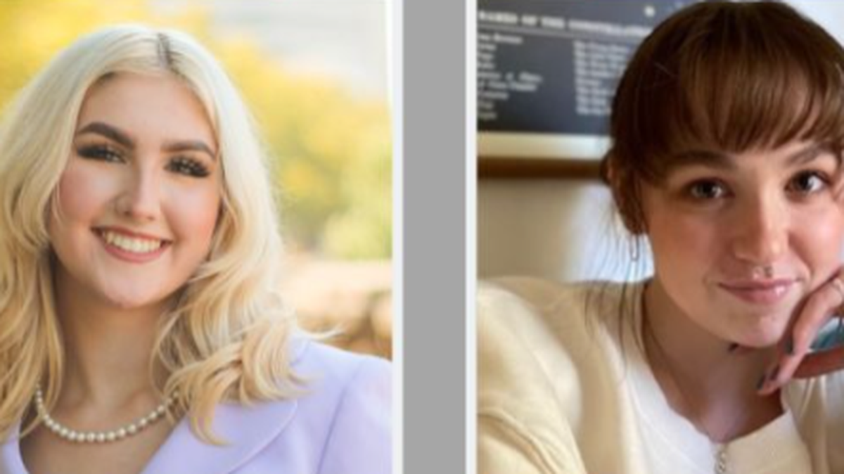 Molly Burke, left, a junior at Youngstown State University, and Merrick Morneweck, right, a senior at Penn State University, will each receive a $2,000 scholarship. Both women are journalism majors.
